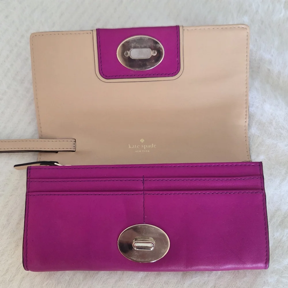 Kate Spade New York Hampton Road Turnlock Mara Wallet RASPBERRY PINK MAGENTA